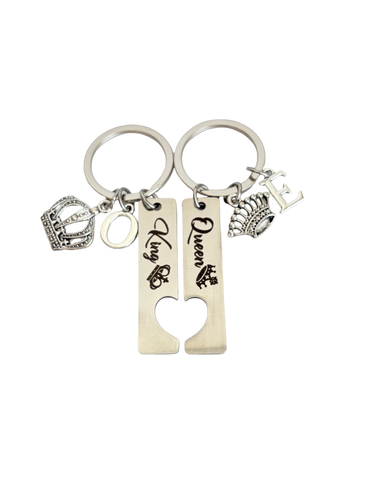 Personalized King & Queen Keychain Set • Couples Key Chains