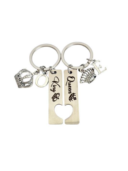 Personalized King & Queen Keychain Set • Couples Key Chains