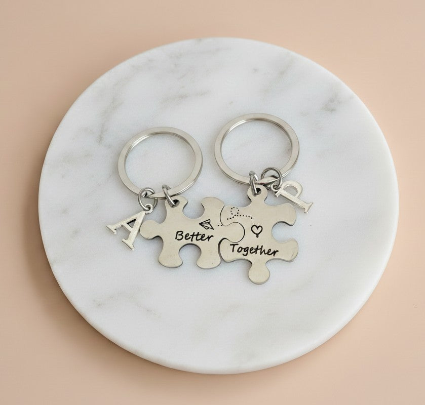 Personalized Better Together Puzzle Keychain Set