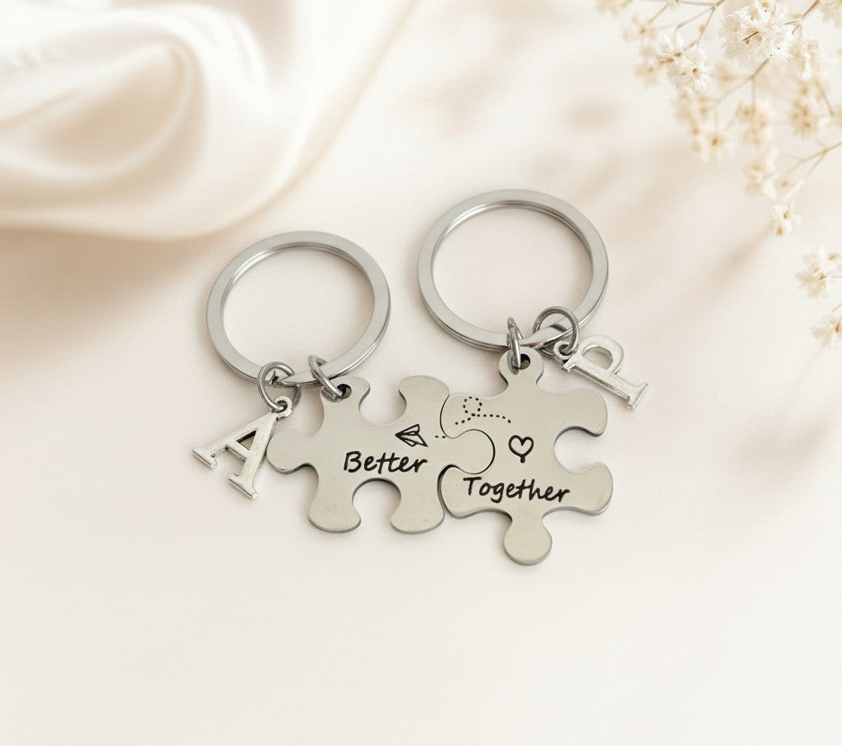 Personalized Better Together Puzzle Keychain Set