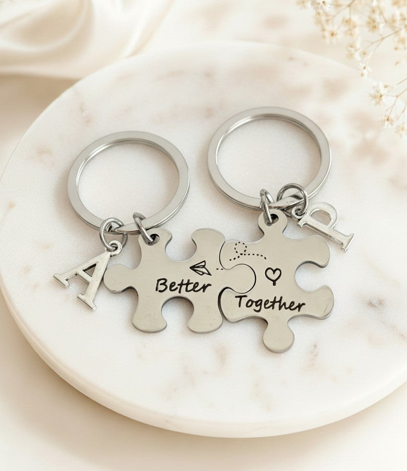Personalized Better Together Puzzle Keychain Set