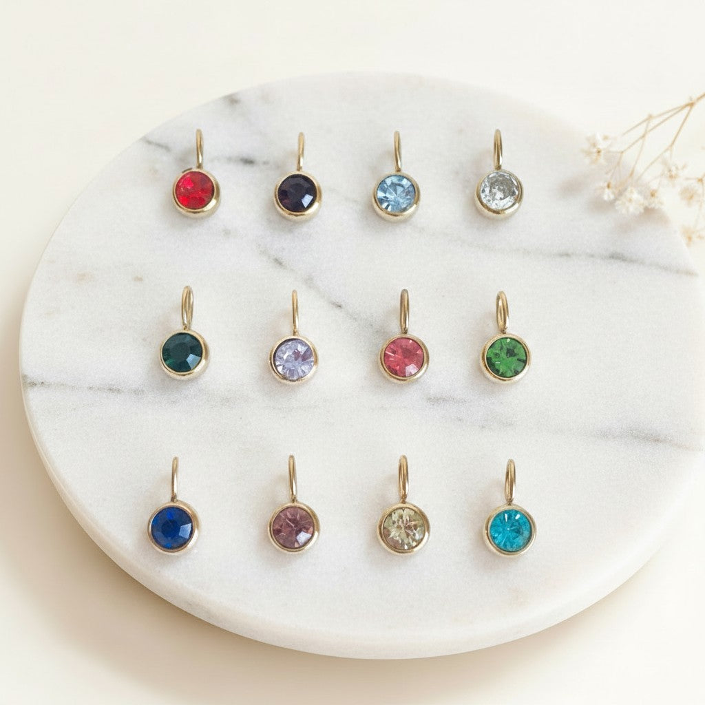 Personalized Paperclip Chain Necklace with Birthstone & Initial • Stainless Steel • Gold over Stainless Steel