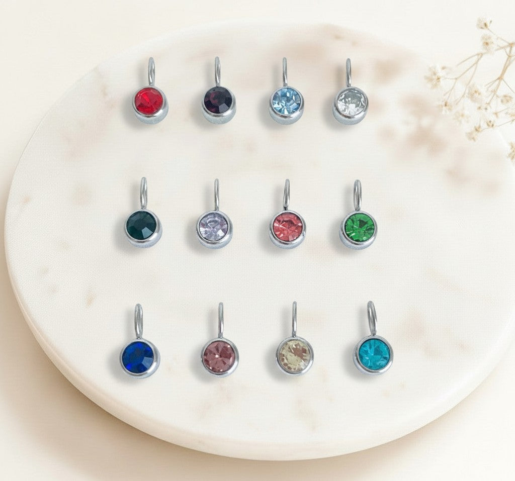 Personalized Paperclip Chain Necklace with Birthstone & Initial • Stainless Steel • Gold over Stainless Steel
