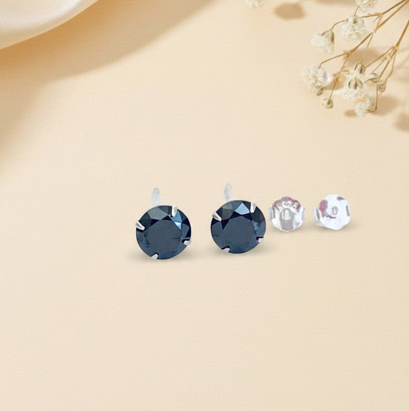 Sterling Silver Crystal Stud Earrings
