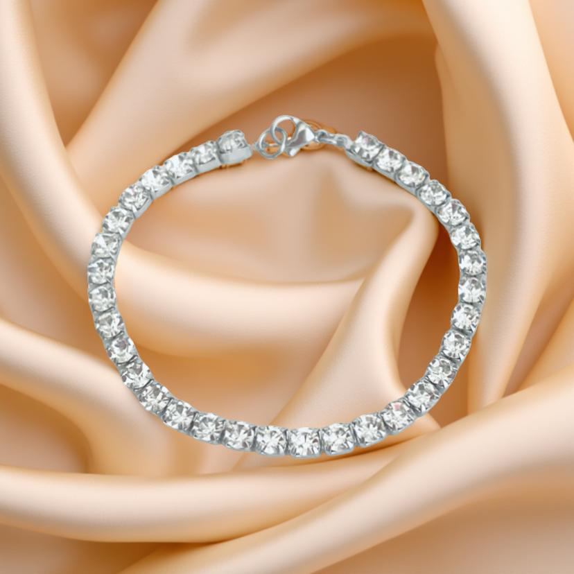 Stainless Steel Tennis Bracelet with Sparkling Cubic Zirconia • Classic CZ Link Bracelet