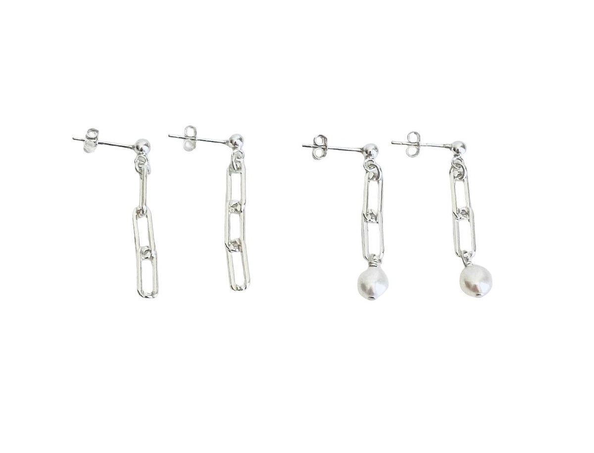 Sterling Silver Dangle Paperclip Earrings