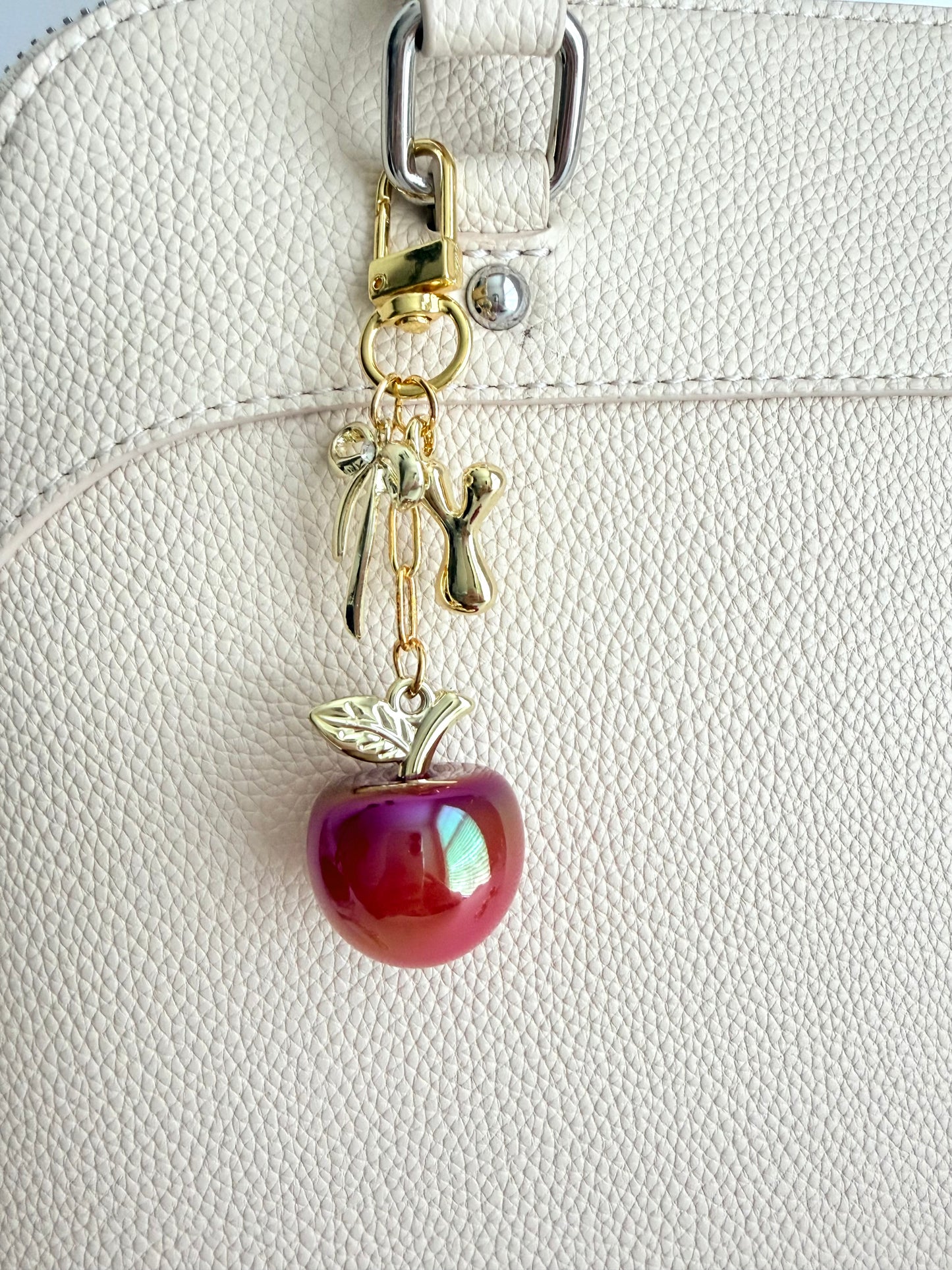 Personalized Fruit Purse Charm with Initial & Bow