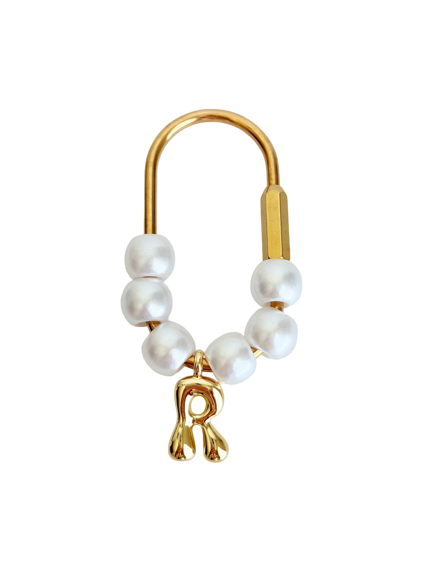 Personalized Faux Pearl Bag with Bubble Initial
