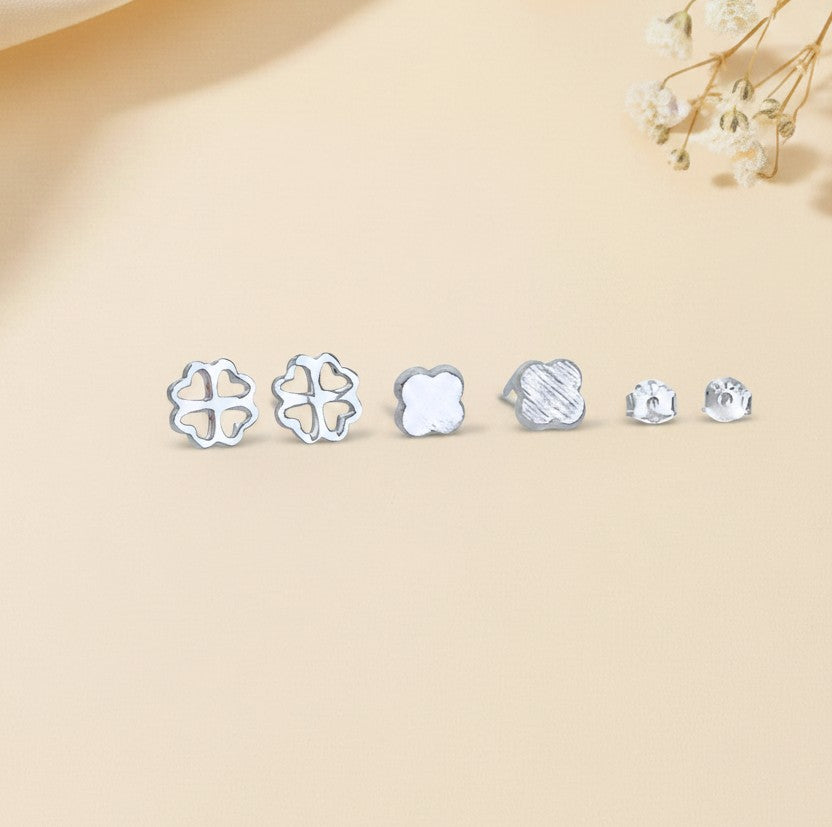 Sterling Silver Four-Leaf Clover Stud Earrings