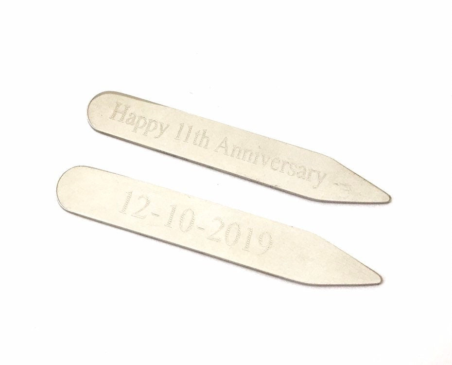 Personalized Stainless Steel Collar Stays • Gift for Him