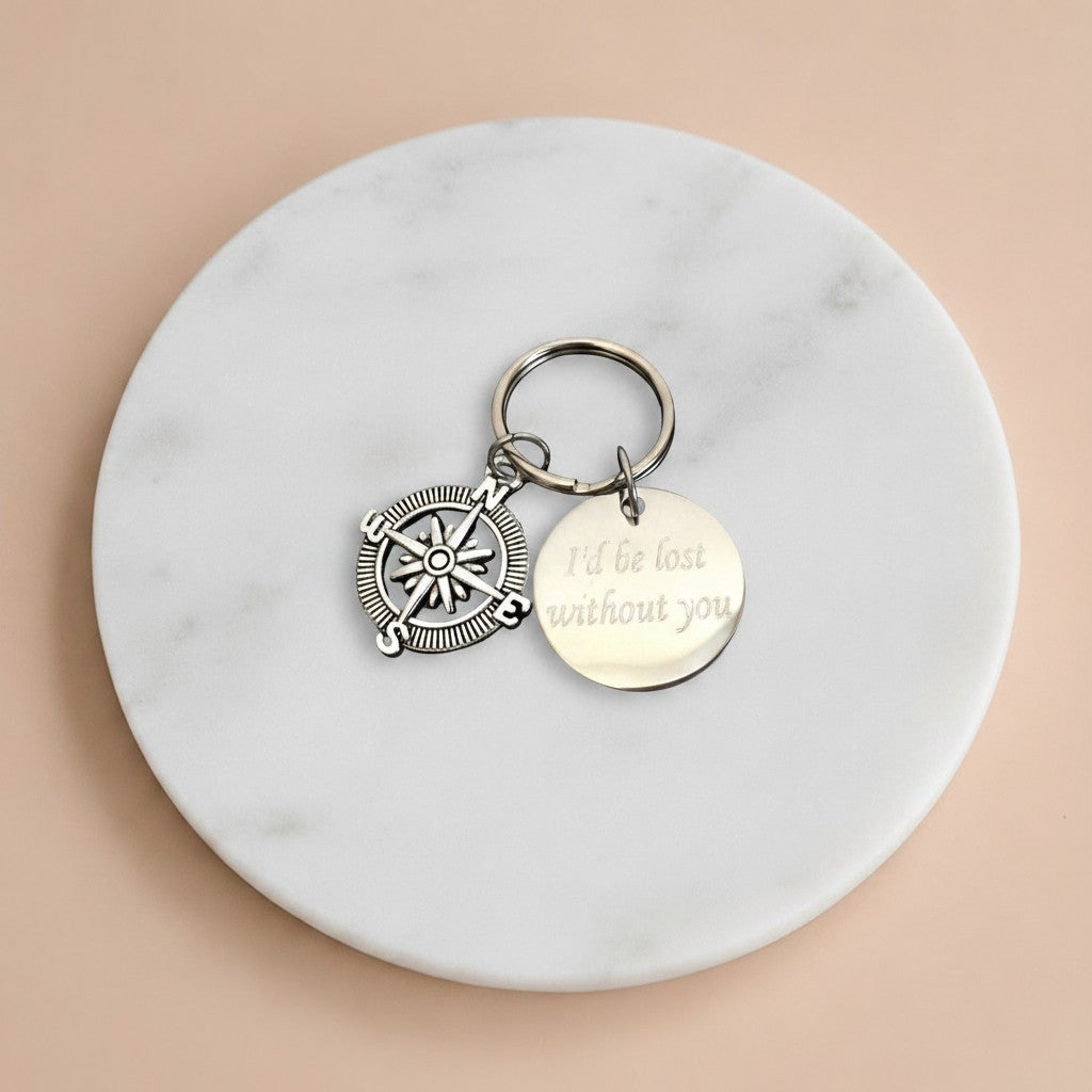 Personalized Compass Keychain