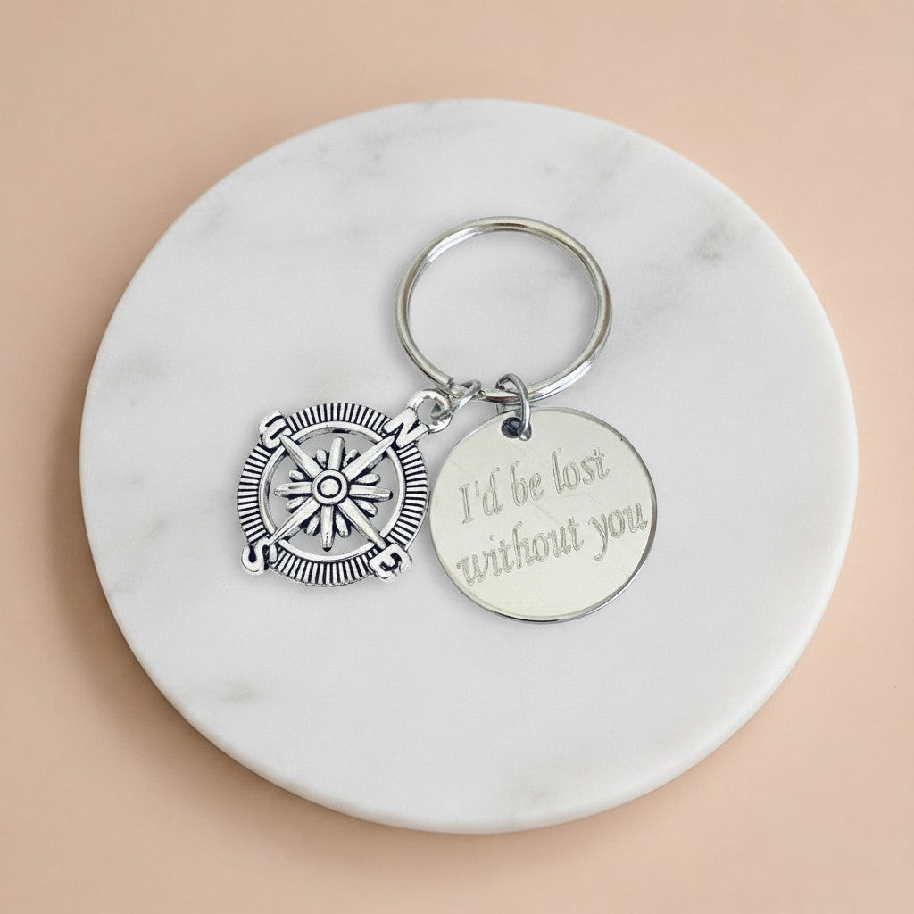 Personalized Compass Keychain