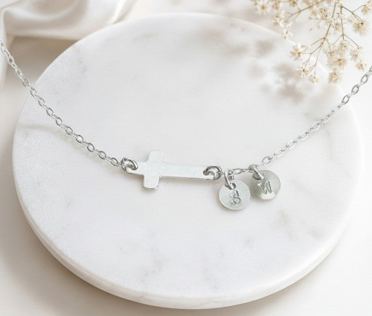 Personalized Sterling Silver Cross Bracelet