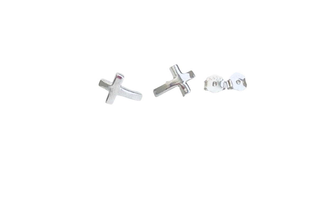 Sterling Silver Cross Stud Earrings