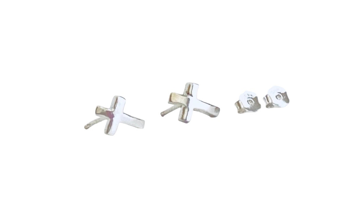 Sterling Silver Cross Stud Earrings