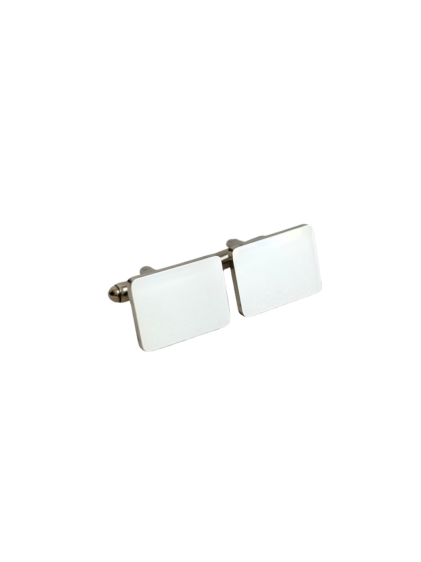 Personalized Polished Stainless Steel Rectangle Cufflinks • Silver & Gold