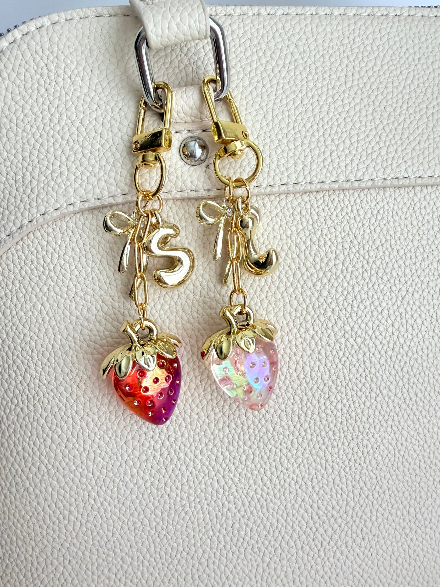 Personalized Fruit Purse Charm with Initial & Bow