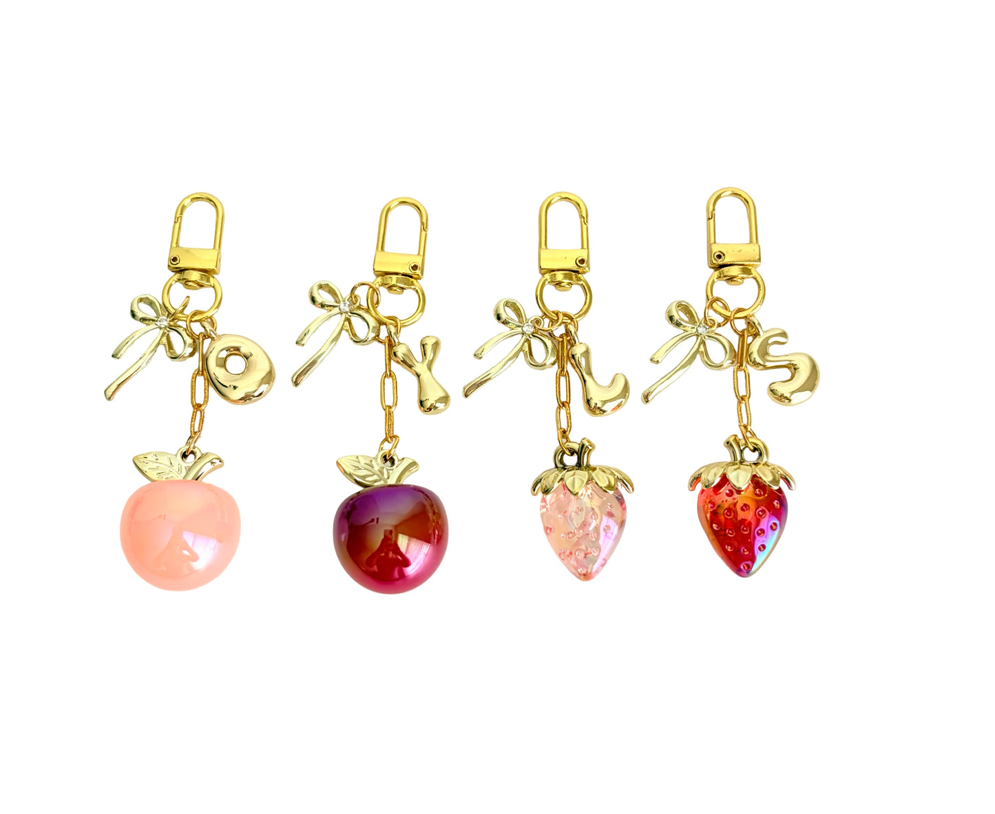 Personalized Fruit Purse Charm with Initial & Bow