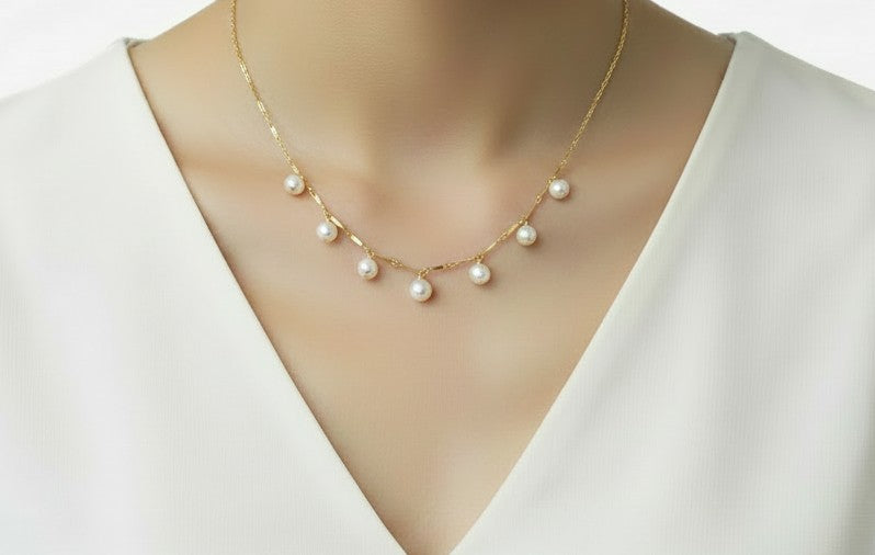 Dangle Freshwater Pearl Necklace • Sterling Silver & Gold Filled
