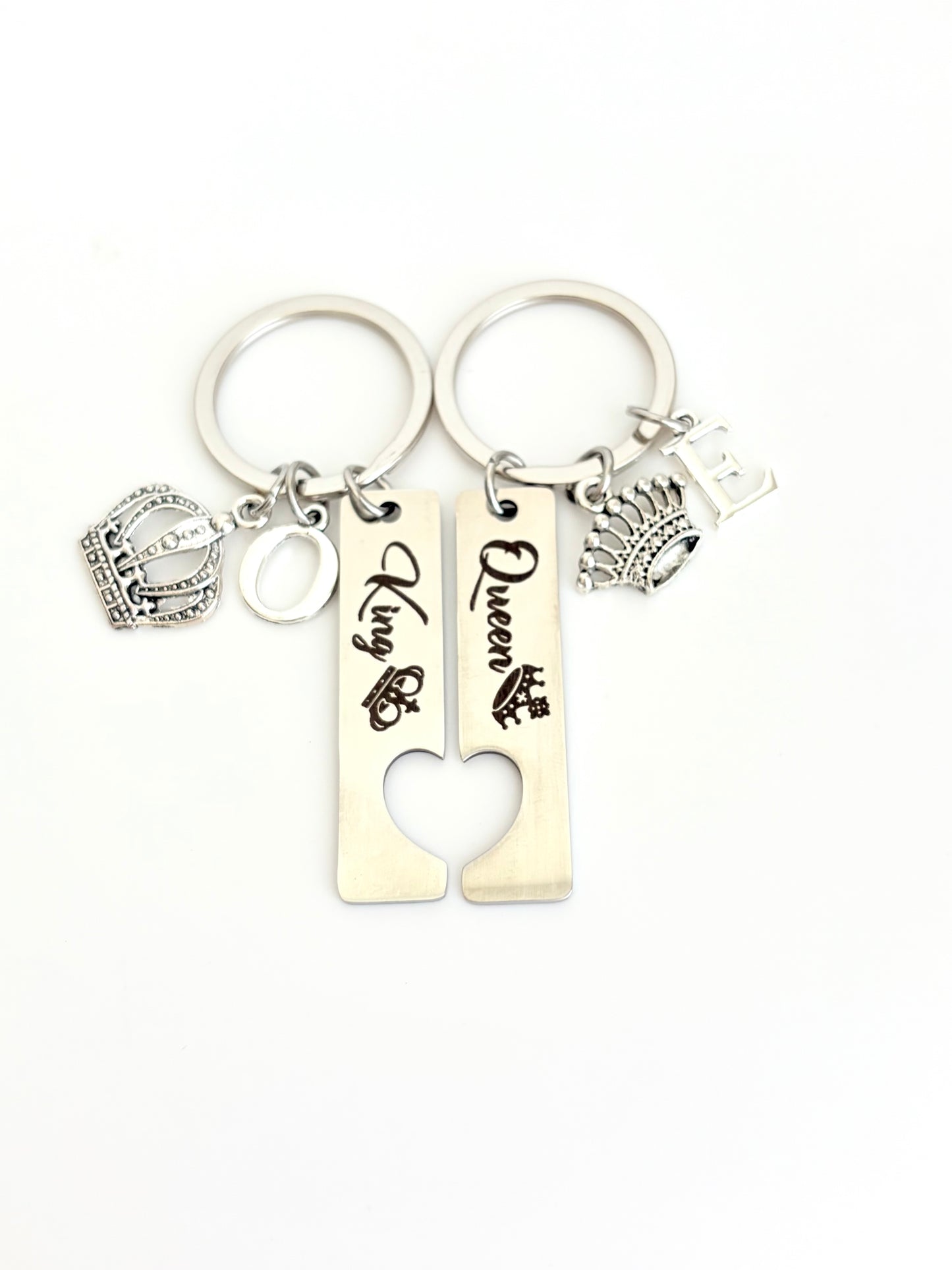 Personalized King & Queen Keychain Set • Couples Key Chains
