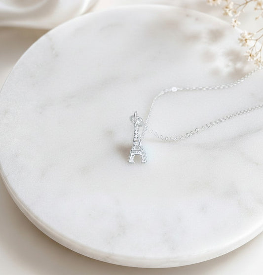 Sterling Silver Eiffel Tower Pendant Necklace