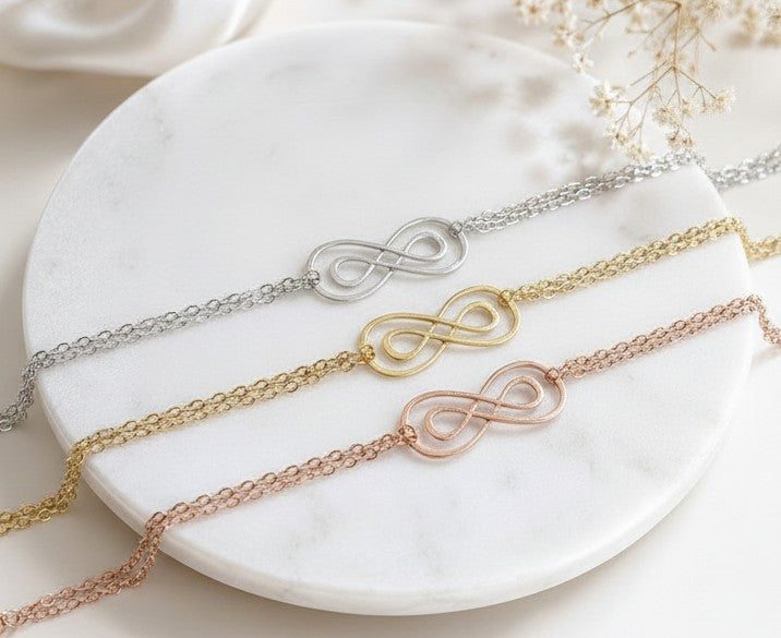 Eternity Knot Bracelet • Sterling Silver, Gold & Rose Gold