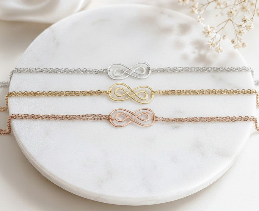 Eternity Knot Bracelet • Sterling Silver, Gold & Rose Gold