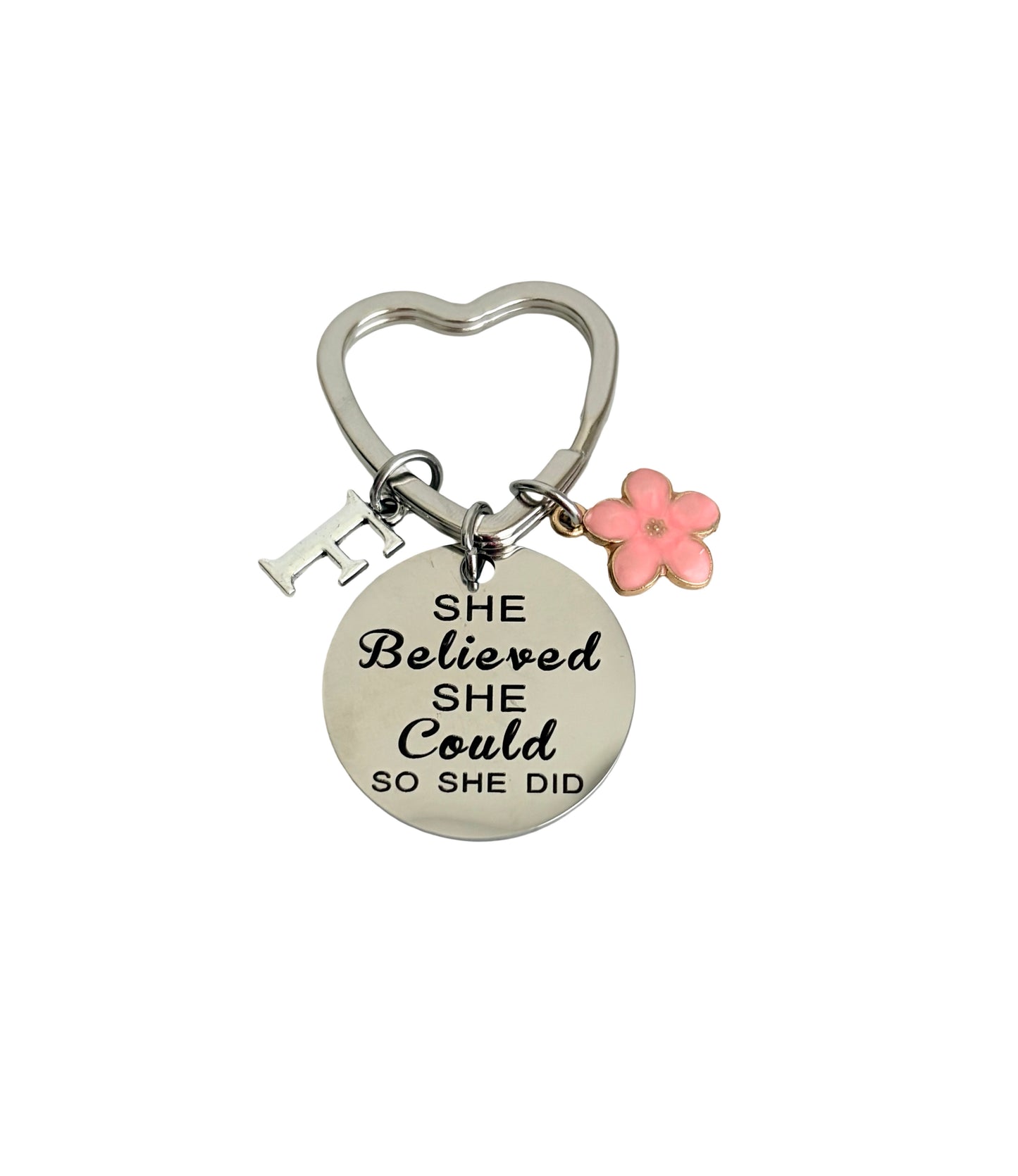 Personalized “She Believes She Could So She Did” Keychain – Inspirational Gift for Her