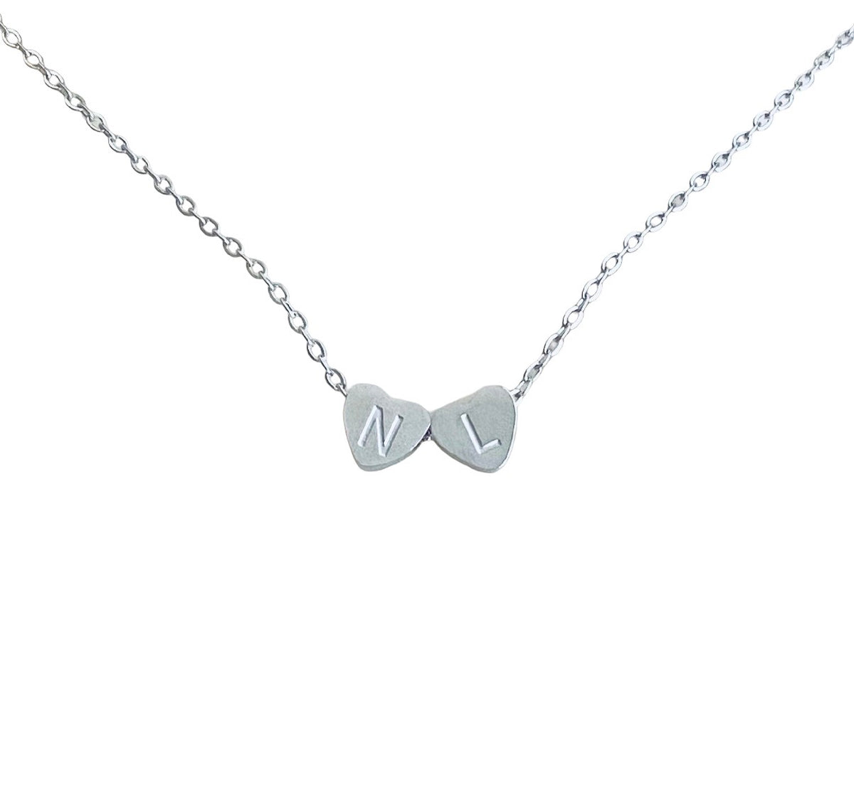 Personalized Small Initial Heart Necklace • Stainless Steel & Gold over Stainless Steel