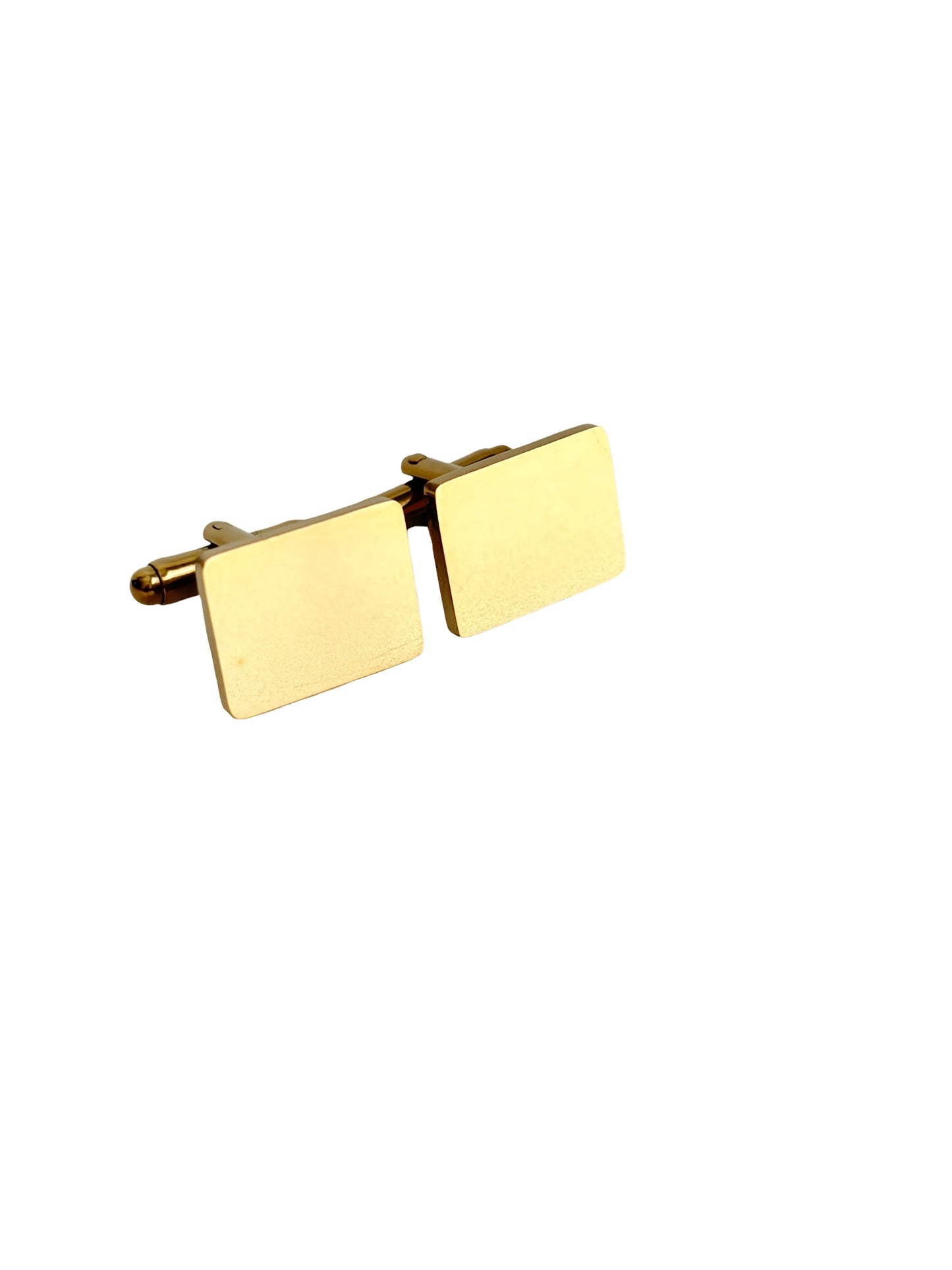 Personalized Polished Stainless Steel Rectangle Cufflinks • Silver & Gold