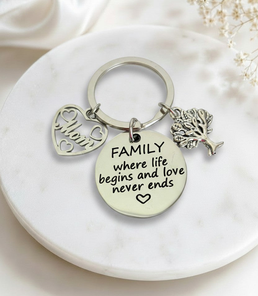 Personalized Stainless Steel Family Keychain