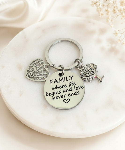 Personalized Stainless Steel Family Keychain