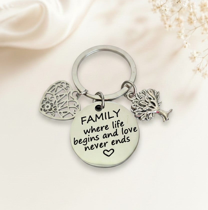 Personalized Stainless Steel Family Keychain