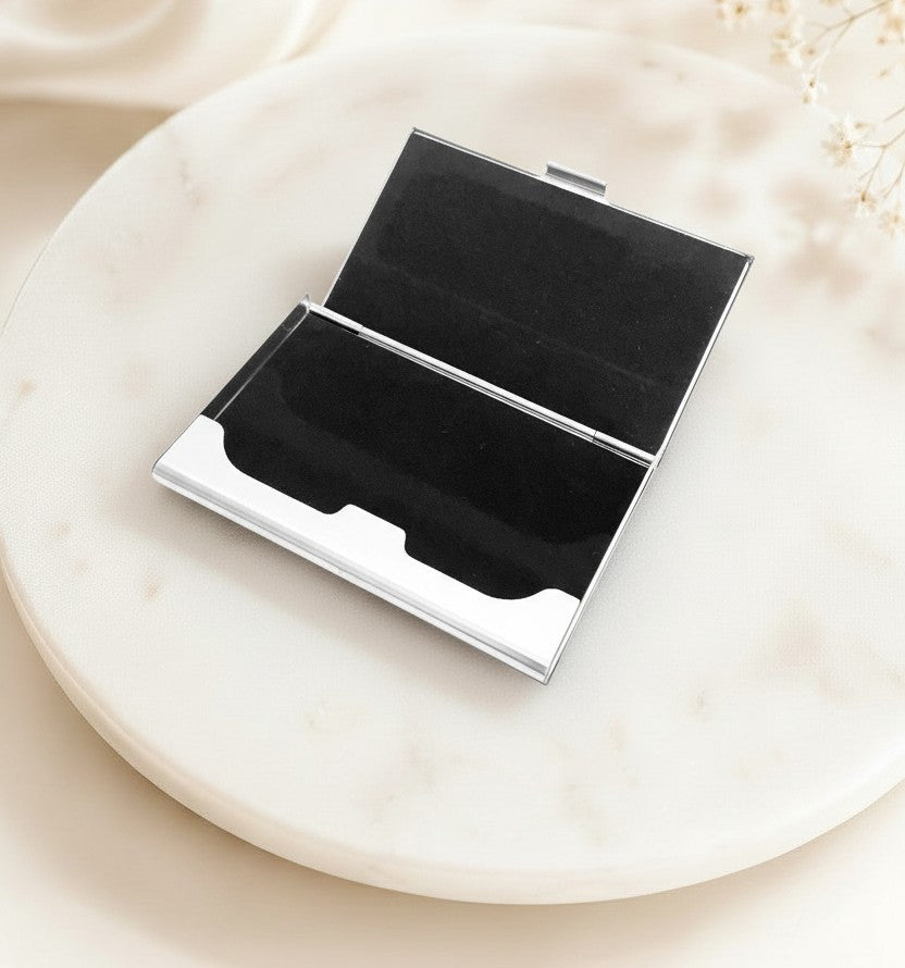 Personalized Black Faux Leather Business Card Holder