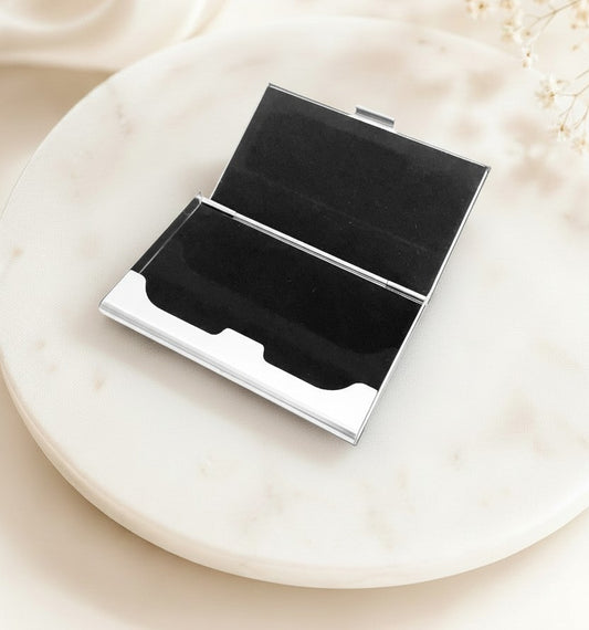 Personalized Black Faux Leather Business Card Holder