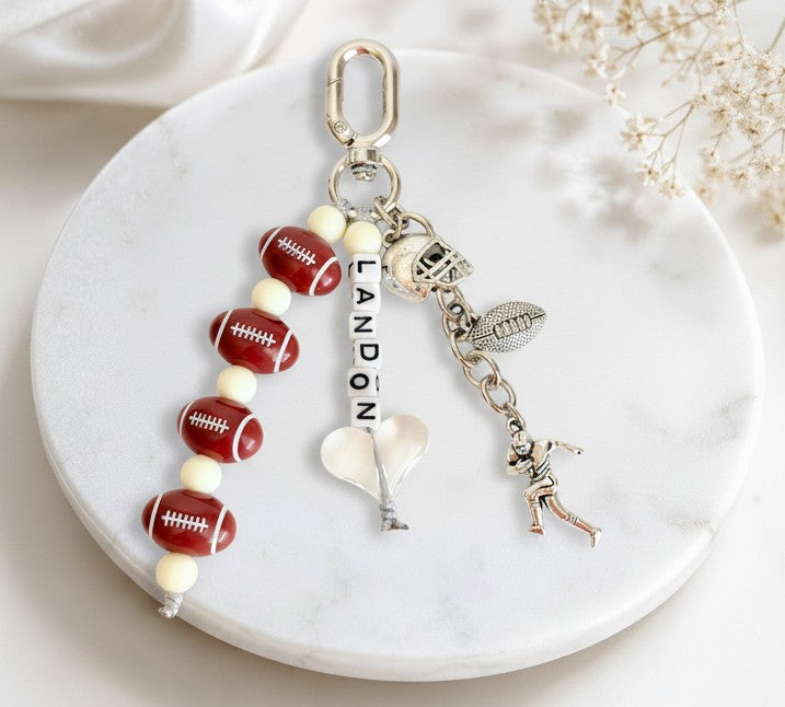 Personalized Sports Bag Charms • Basketball • Baseball & Football Charm