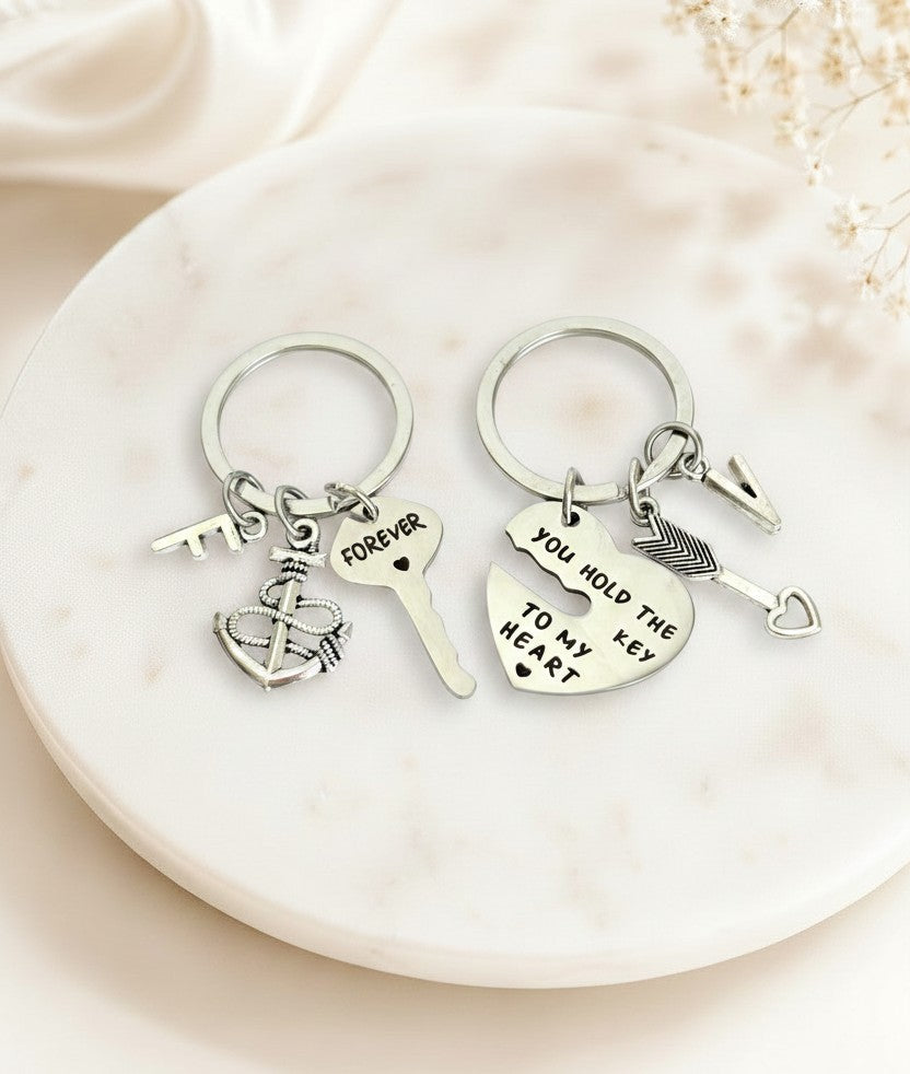 Personalized Stainless Steel Couple Keychain Set