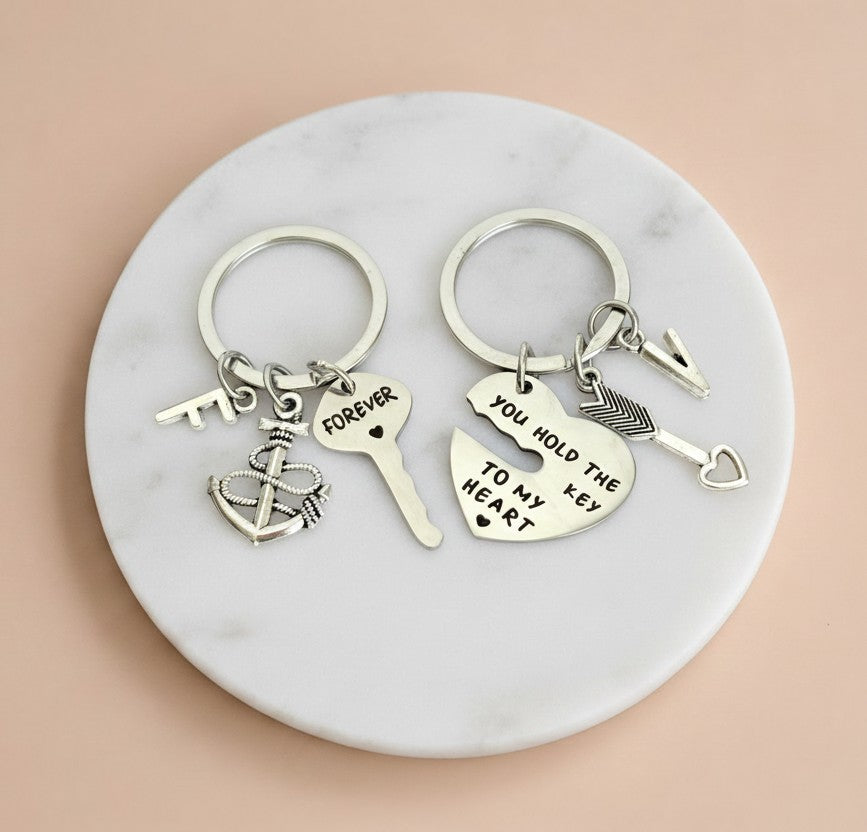 Personalized Stainless Steel Couple Keychain Set