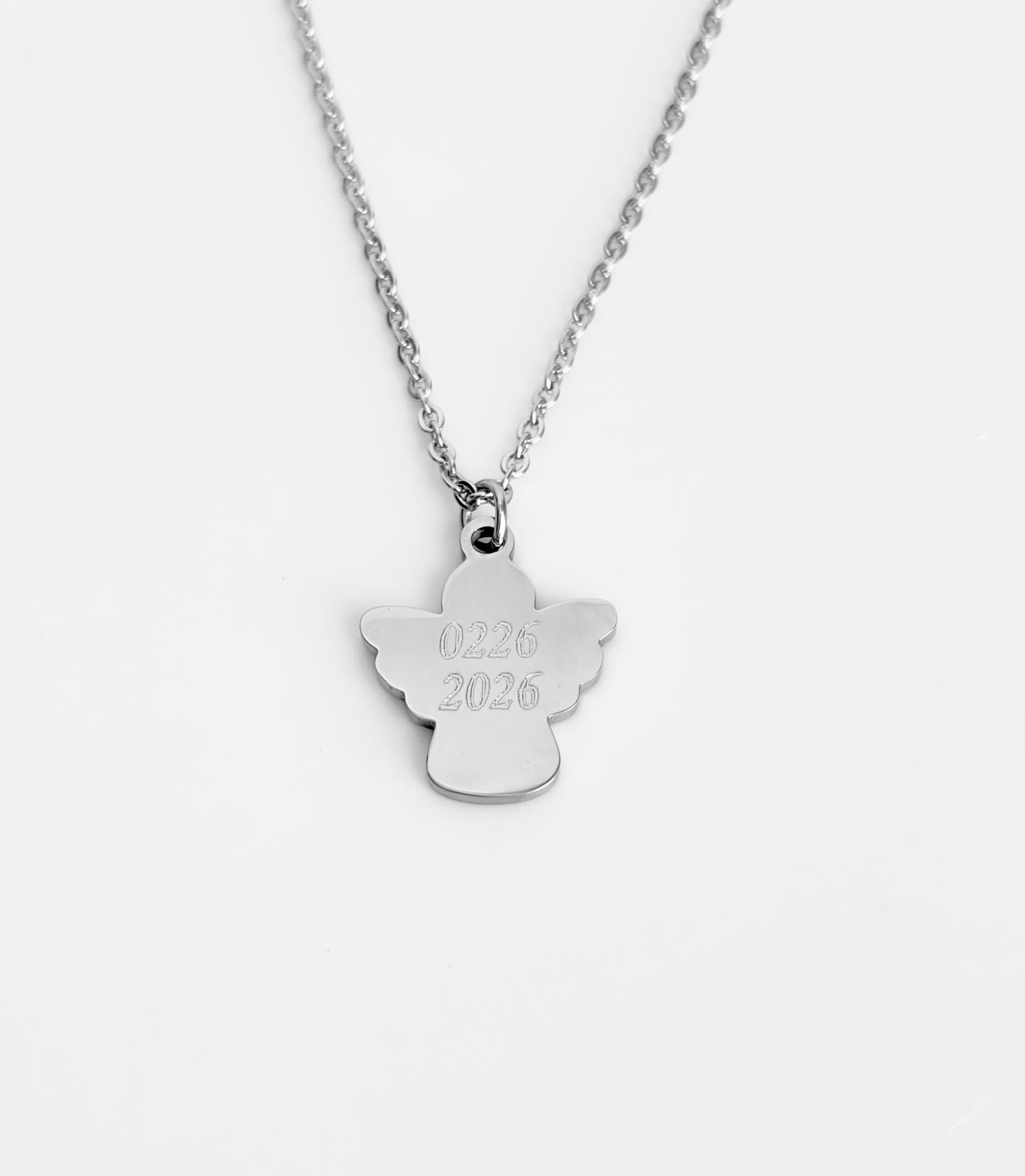 Personalized Stainless Steel Angel Charm Necklace • Custom Engraved Keepsake Jewelry