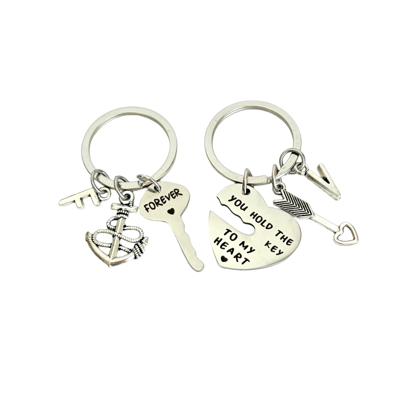 Personalized Stainless Steel Couple Keychain Set • Romantic Gift for Couples