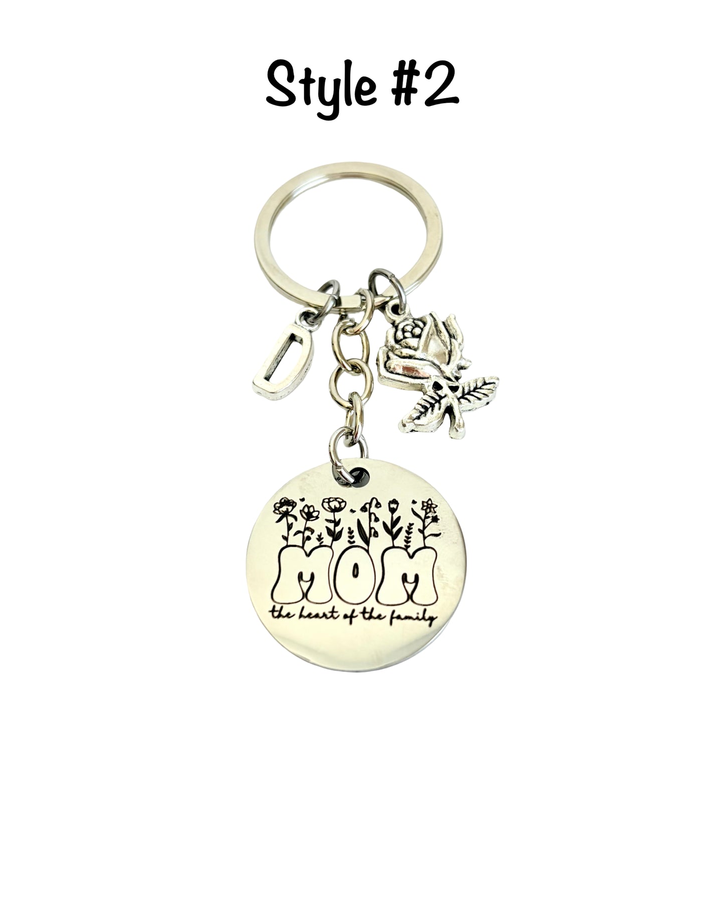 Personalized Floral Mom Keychain