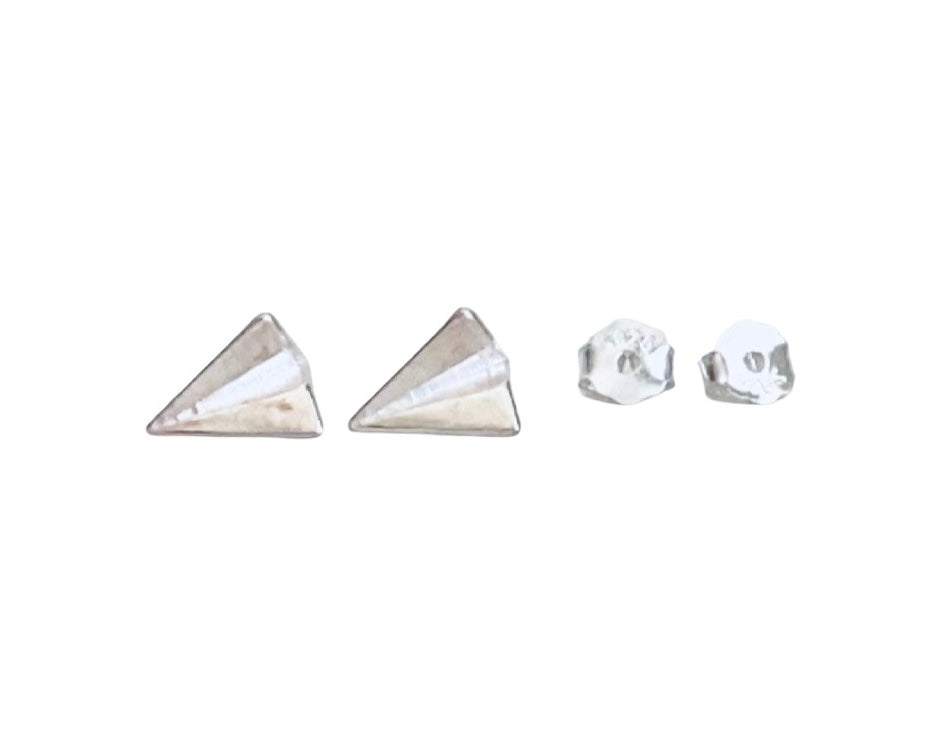 Sterling Silver Paper Airplane Stud Earrings