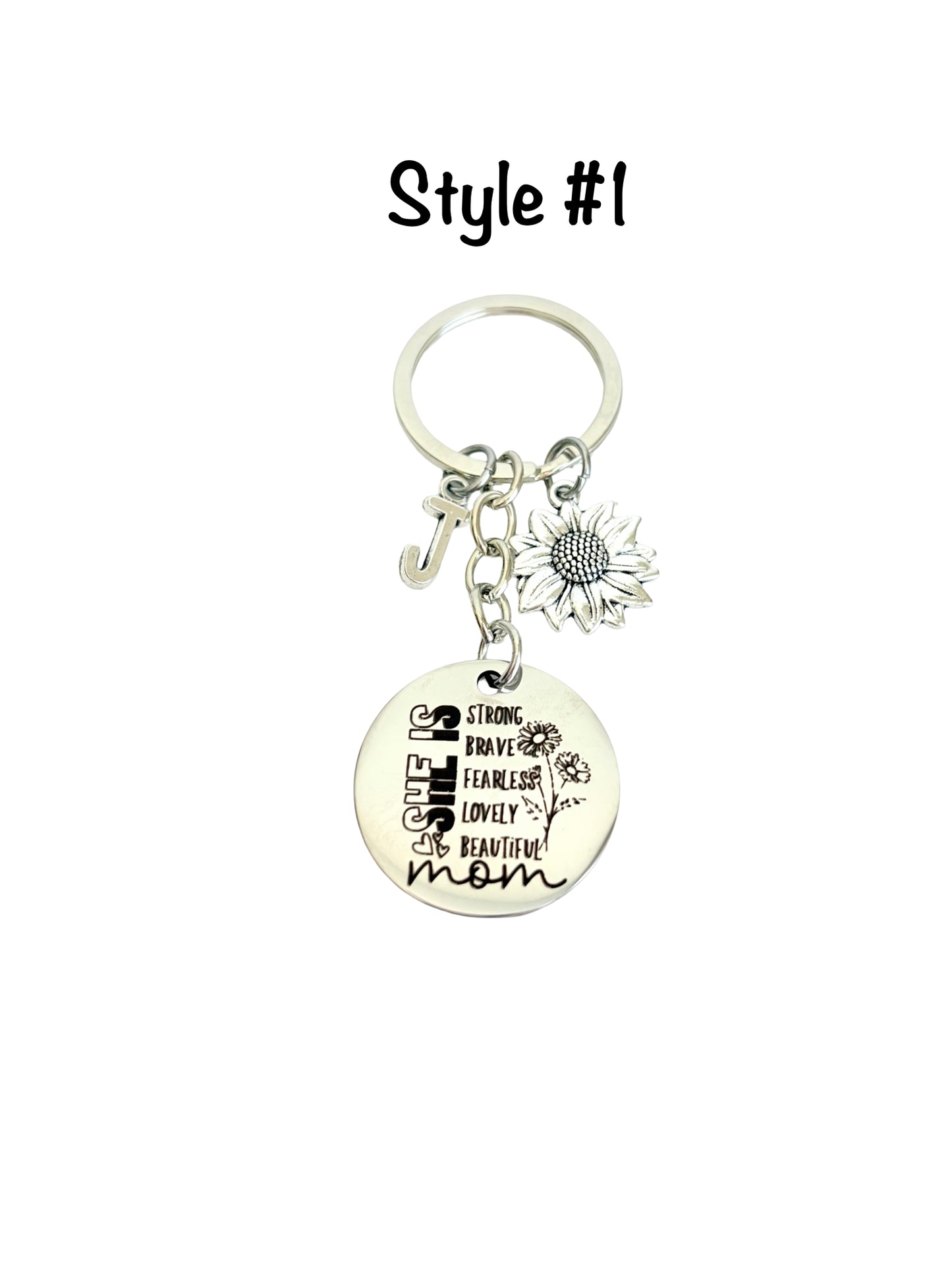 Personalized Floral Mom Keychain