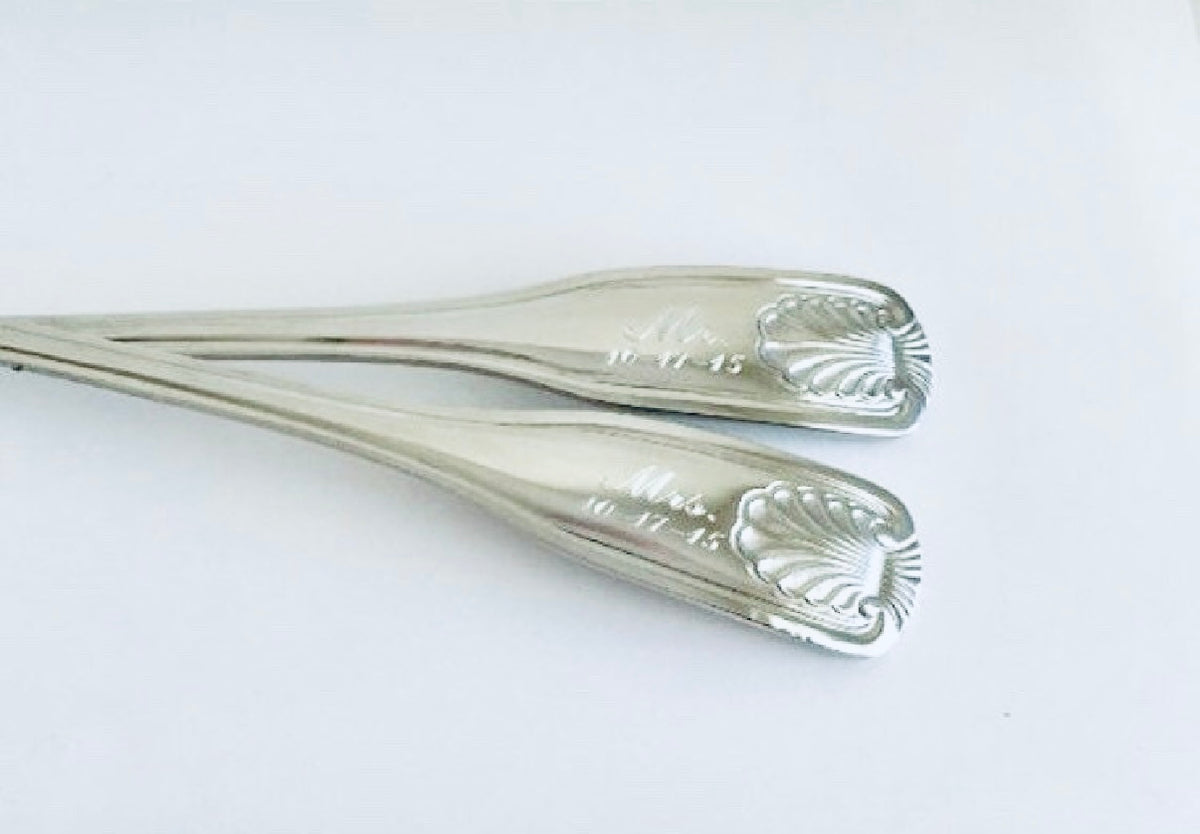 Personalized Stainless Steel Dinner Fork with Shell Pattern