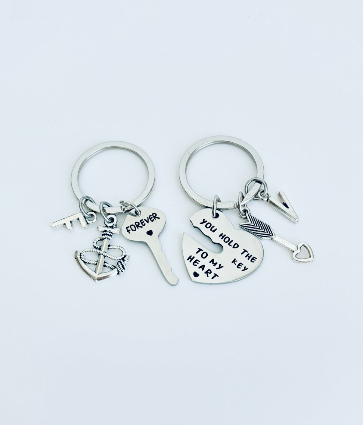 Personalized Stainless Steel Couple Keychain Set • Romantic Gift for Couples