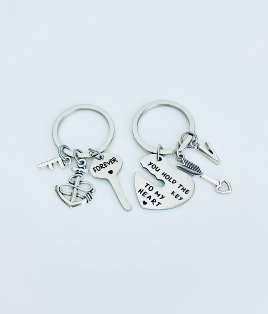 Personalized Stainless Steel Couple Keychain Set • Romantic Gift for Couples