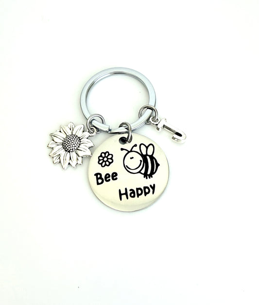 Personalized Be Happy Keychain