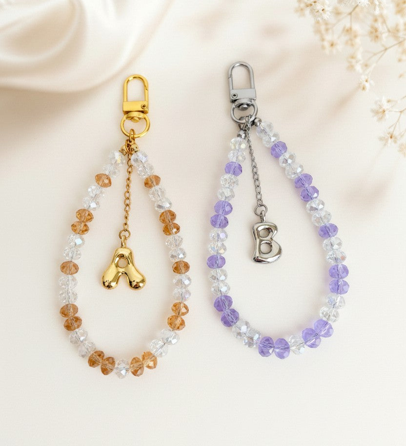 Personalized Initial Purse Charm • Crystal Beaded Bag Charm
