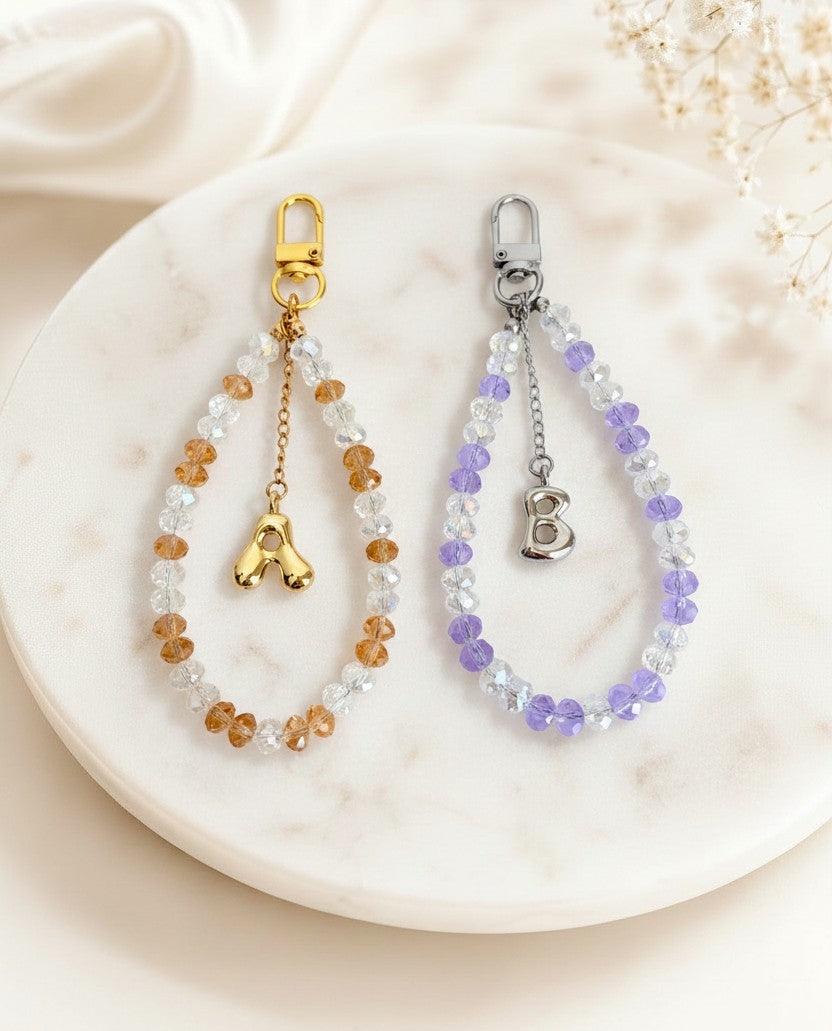 Personalized Initial Purse Charm • Crystal Beaded Bag Charm