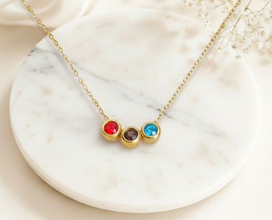 Personalized Birthstone Necklace • Stainless Steel or Gold over Stainless Steel